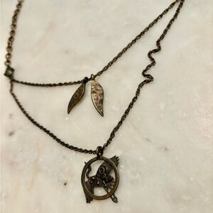 Lucky Brand Elegant Bronze Leaf Pendant Necklace